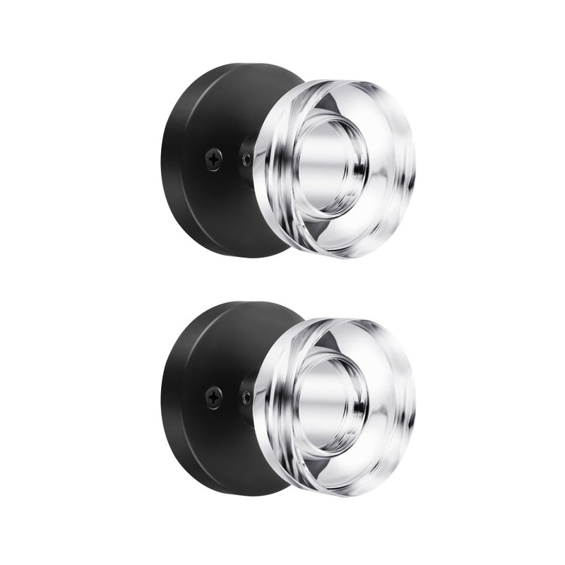 naubea 2 Pack Glass Black Dummy Door Knob Crystal Dummy Door Knobs Interior, Round Vintage Door Knob Matte Black Dummy Door Handle Interior for Hall Pantry Closet Door Knobs - Image 1